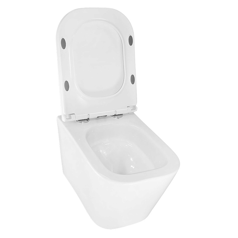 Унитаз подвесной Azario ESCONDA 345х490х350 безободковый, смыв "Скрытое Торнадо", с быстросъемным сиденьем микролифт (AZ-2805E)