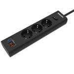 Сетевой фильтр удлинитель Philips CHP4336BA/51 с тремя стандартными розетками EU, 2 USB-A, Type-C, с заземлением и защитой от перегрузок, 2 м, черный
