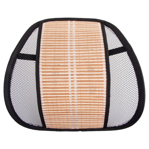 Поддержка спины анатомическая сетчатая с массажером бамбук черно-бежевая Support-02 Skyway