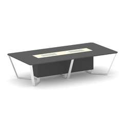 Steel Meet Стол переговорный прямоугольный KMK-PR.B.SP-12 Антрацит/Ваниль Глянец/Металл Белый 3200*1