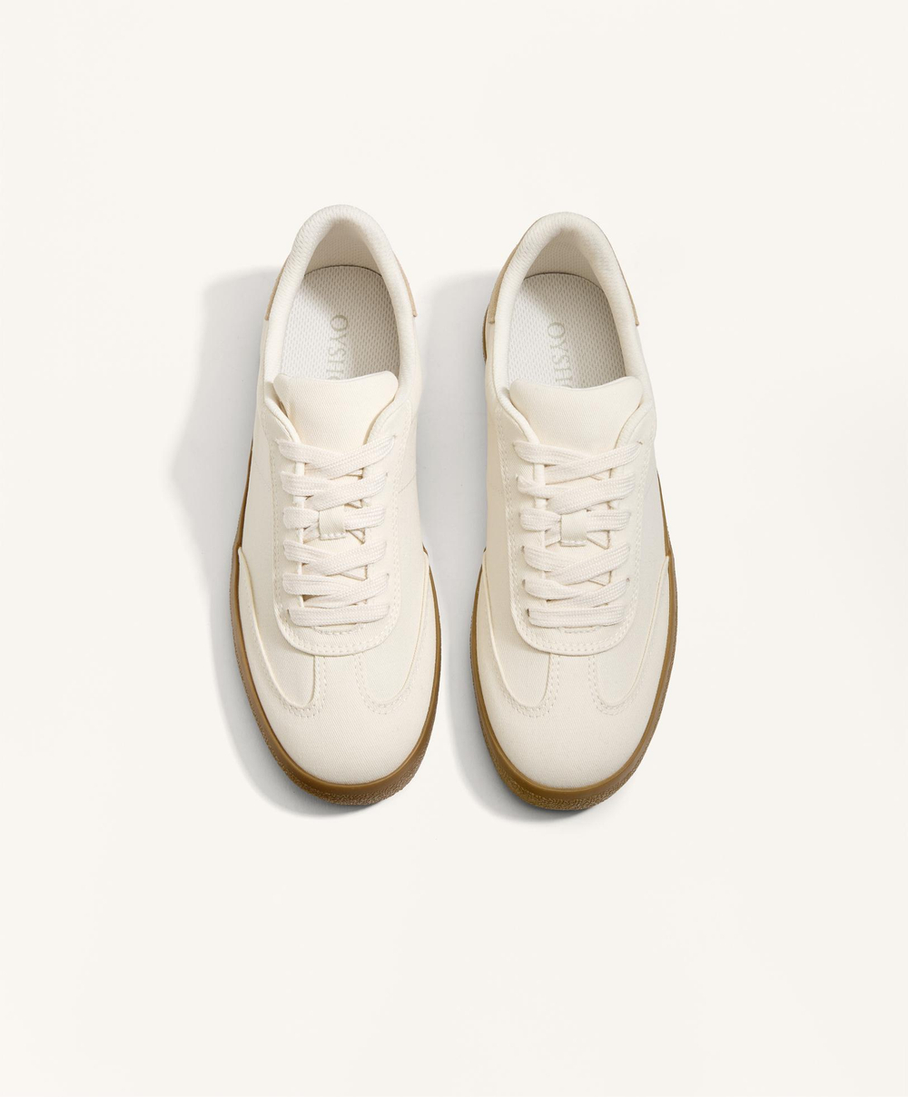 Oysho Кроссовки из натуральной кожи, экрю