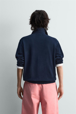 ZARA ТРИКОТАЖНОЕ ПОЛО RELAXED FIT, МОРСКОЙ СИНИЙ