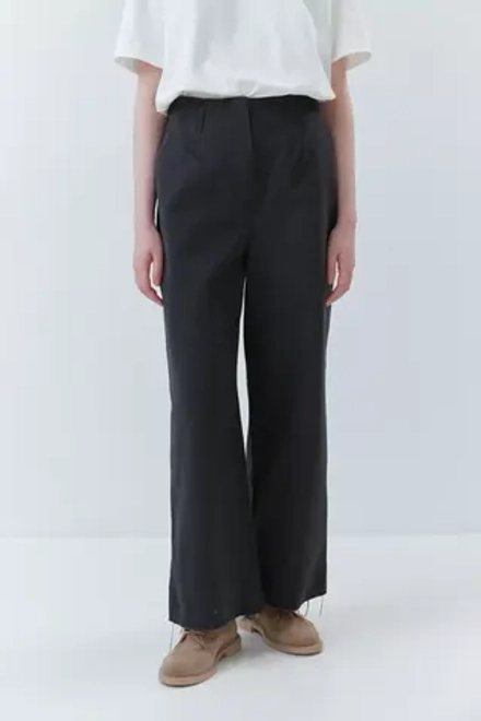Широкие брюки из черного вареного хлопка