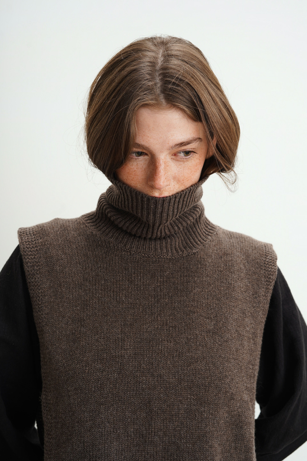 Манишка из кашемира с мериносом кофейного цвета ПРЕДЗАКАЗ