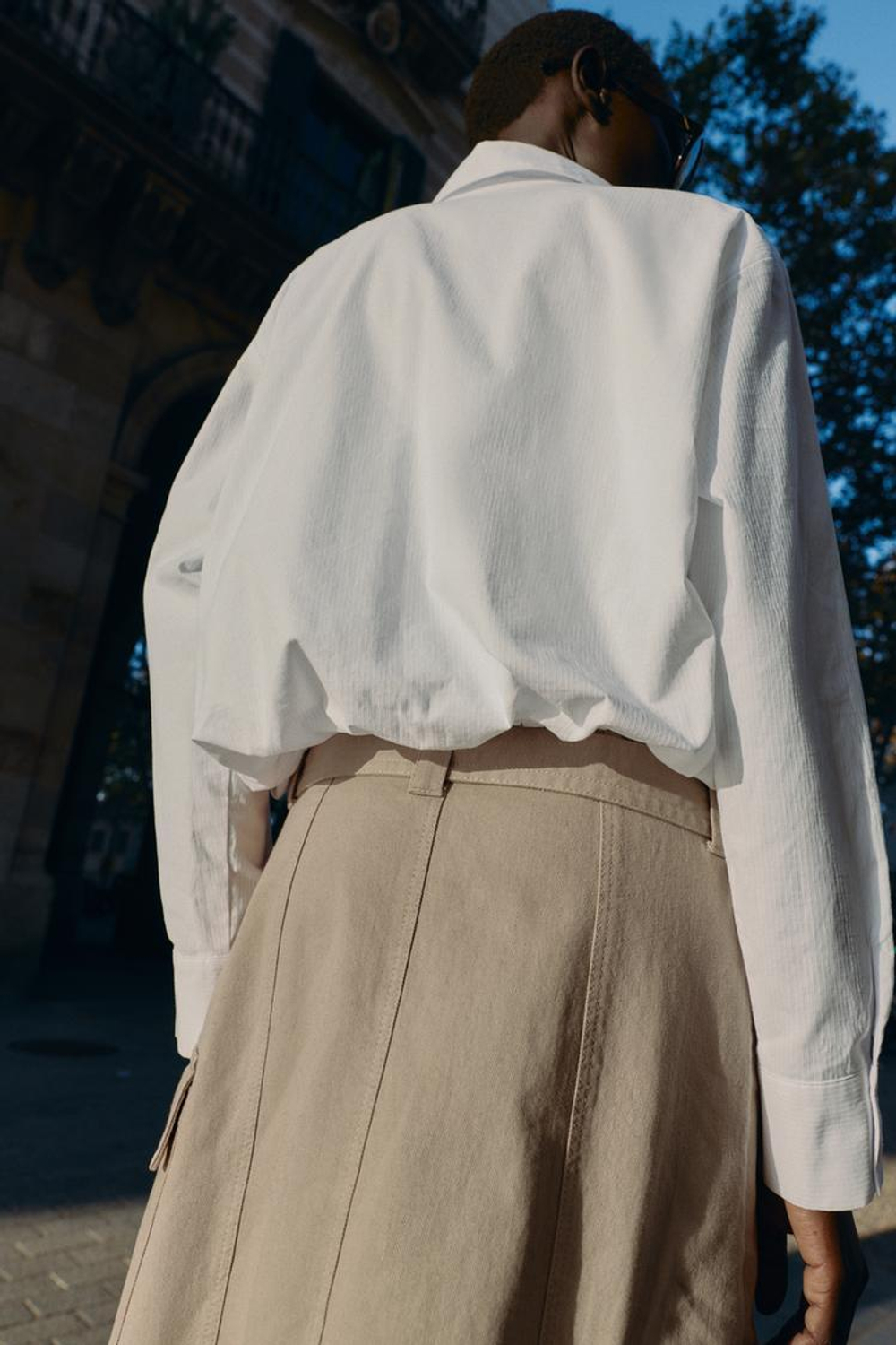 ZARA РУБАШКА ИЗПОПЛИНА, ЖЕЛТОВАТО-БЕЛЫЙ