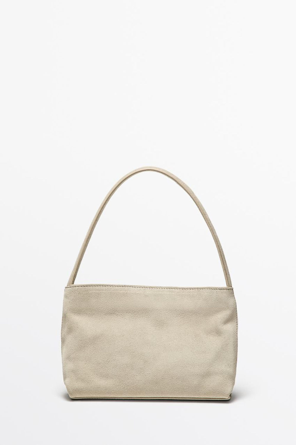 Massimo Dutti Сумка через плечо из натуральной замши, экрю