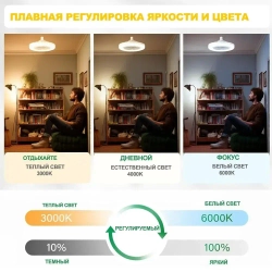 PKBFLOW Люстра вентилятор с подсветкой и дистанционным управлением E27 / потолочный светильник с вентилятором