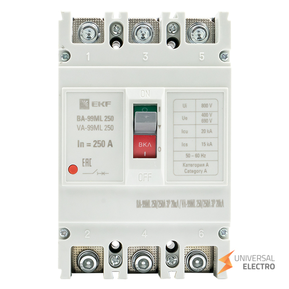 Автоматический выключатель ВА-99МL 250/250А 3P 20кА EKF Basic