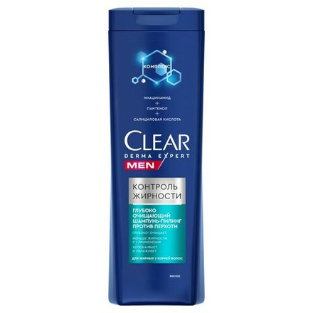 Clear 380мл. шампунь муж. Derma Expert Контроль Жиронсти пилинг защ.от перхоти цитрус