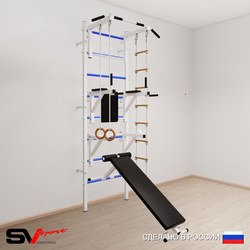 Шведская стенка Sv Sport усиленная 698 (Турник стандарт/Брусья/Стойка/Скамья/Кольца/Лестница)