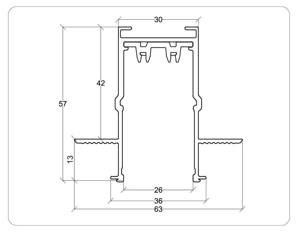 Ambrella Шинопровод встраиваемый под ГКЛ 12,6мм Magnetic 220V IP20 2000*62.5*56 Magnetic 220V GL1009