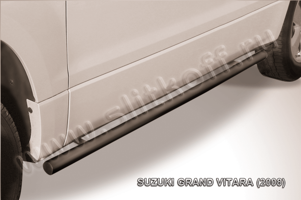 Пороги стальные Suzuki Grand Vitara 3дв (2008-2012) d57 труба (серебристые)