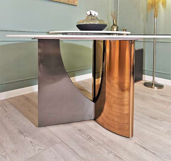 Стол с вращающейся столешницей Kadis, Ø130 см, белый керамогранит