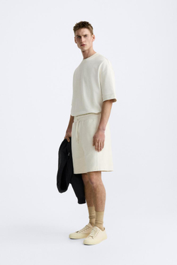 ZARA ТОЛСТОВКА ИЗ ПЛОТНОЙ ТКАНИ, ЖЕЛТОВАТО-БЕЛЫЙ