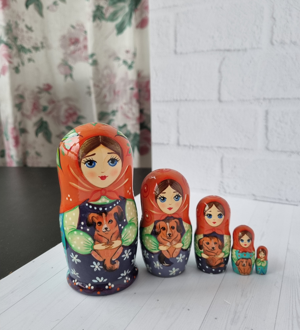 Матрёшка с собачкой 10см 5мест