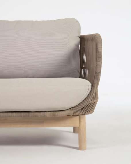 Трехместный уличный диван Catalina, бежевый корд, массив акации