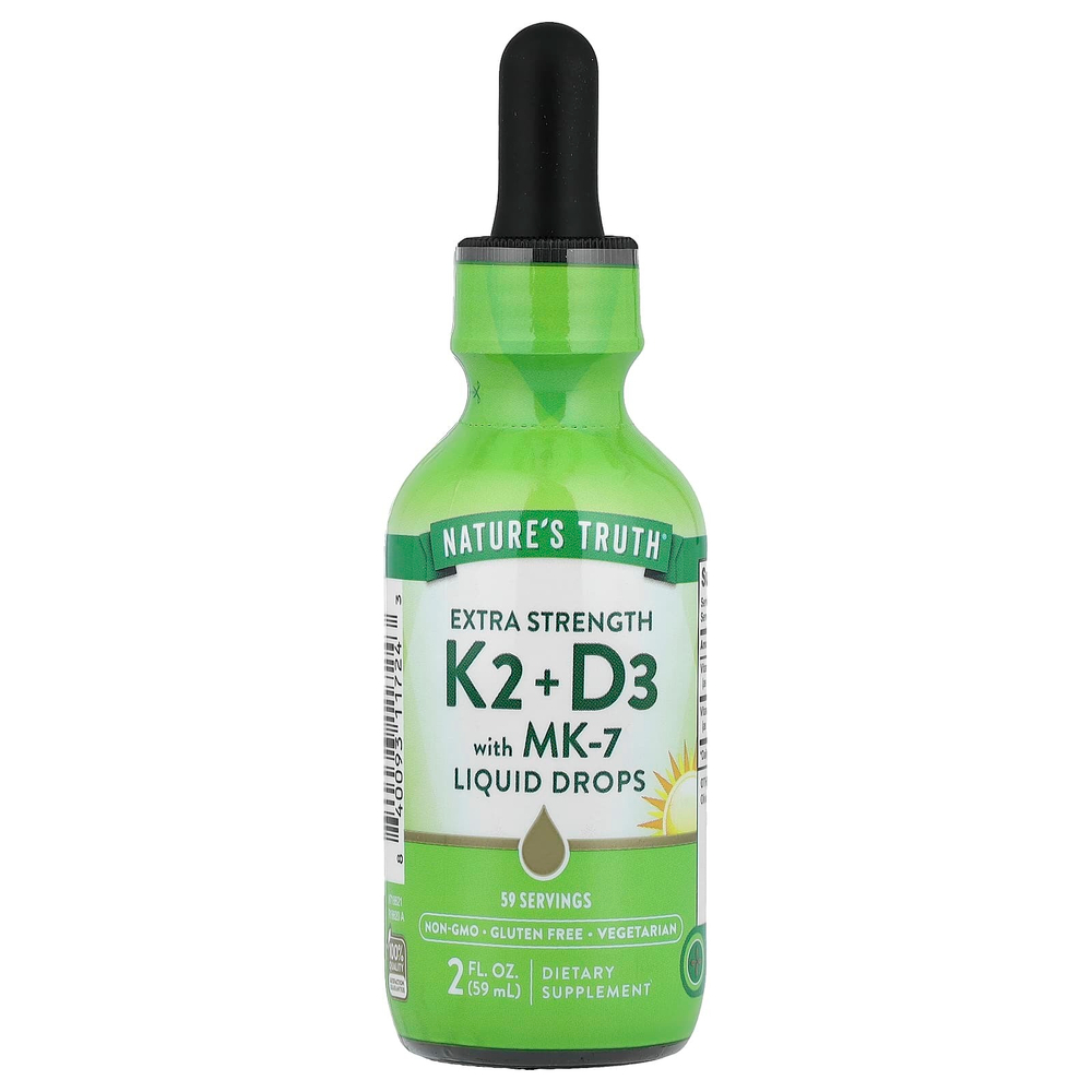 Nature's Truth, K2 и D3 с MK-7 в виде капель, 59 мл (2 жидк. унции)