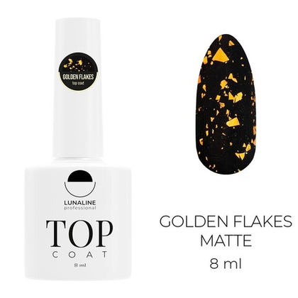 Закрепитель для гель-лака LunaLine Golden Flakes Matte (10 ml)