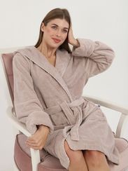 Халат женский махровый бежевый AYKA HOME