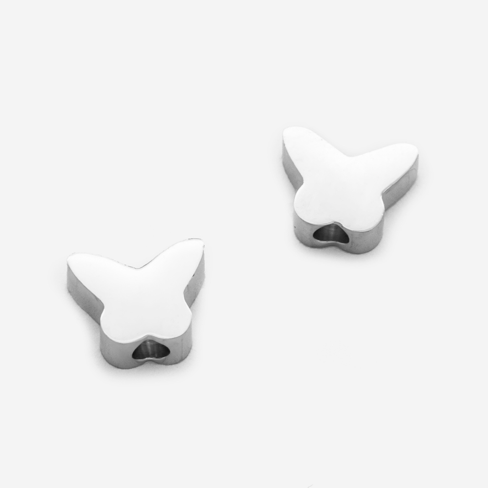 021400 Бусина «Бабочка» 8мм, нерж. сталь