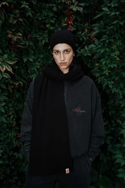 Шарф из шерсти мериноса черный