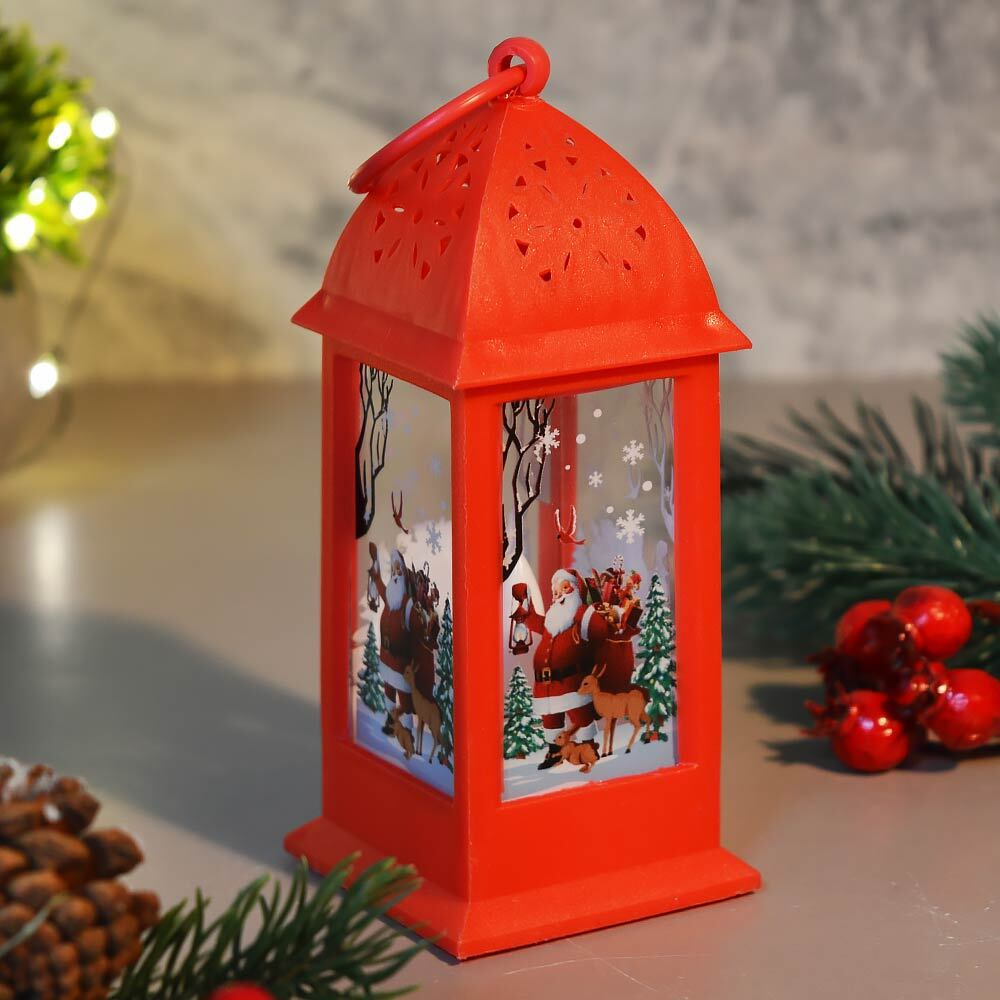 Фонарь новогодний светодиодный 14см JSLAN12red, красный