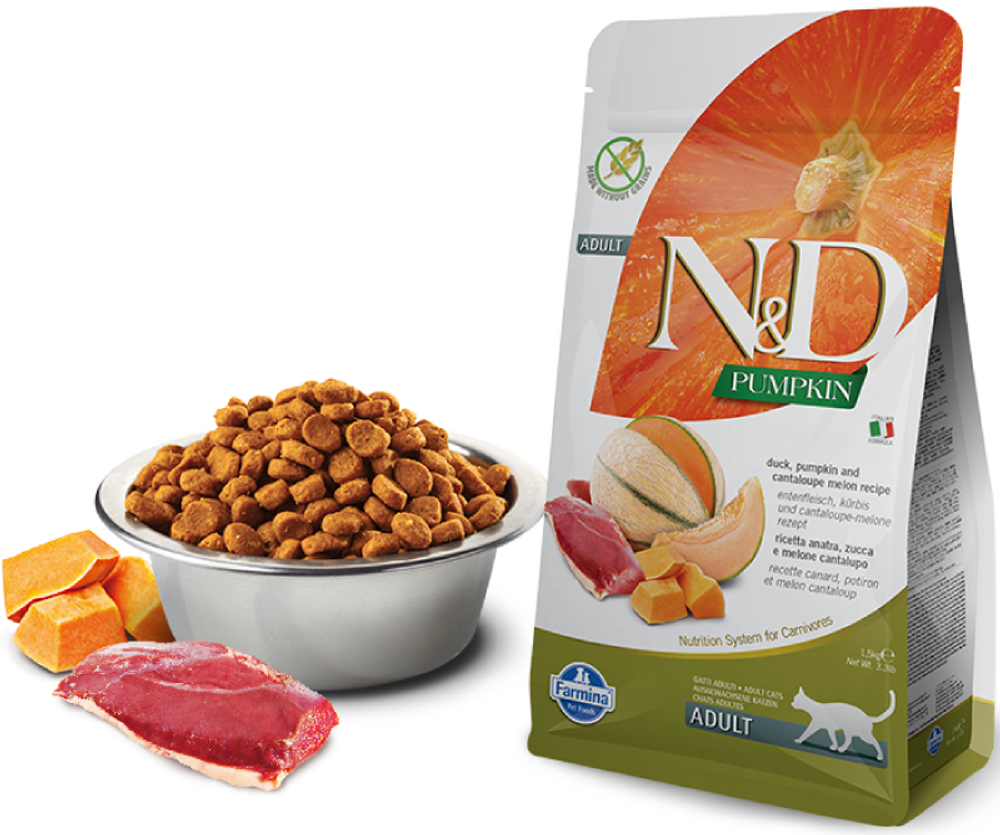 Сухой корм FARMINA N&D Pumpkin для взрослых кошек с уткой, мускусной дыней и тыквой - 0,3 кг