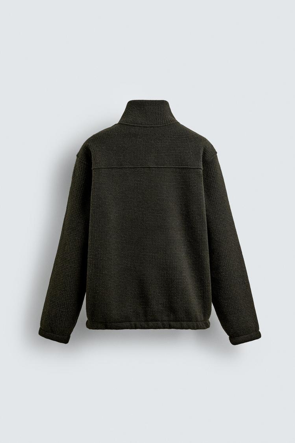 ZARA ТОЛСТОВКА С ВОРОТНИКОМ НА МОЛНИИ И СТРУКТУРОЙ, ТЕМНО-ЗЕЛЕНЫЙ