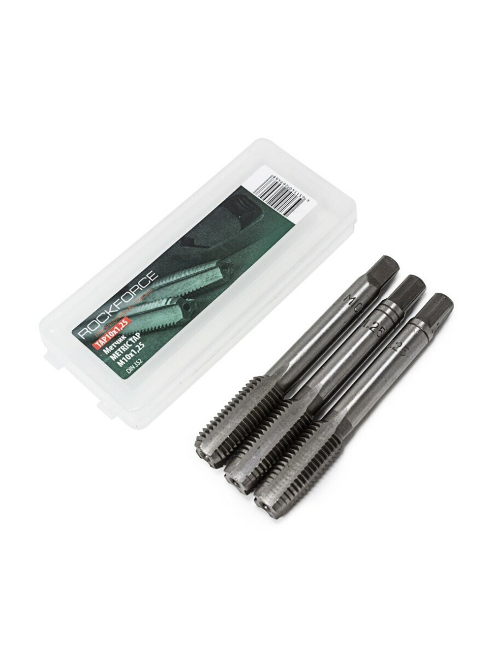 Метчик M10x1,25 (3шт), в пластиковом футляре RockForce##Rock FORCE RF-TAP10x1,25