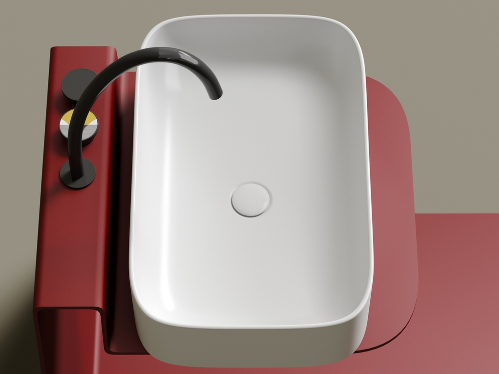 Умывальник чаша накладная прямоугольная (цвет Белый Матовый) Element 605x380x150мм