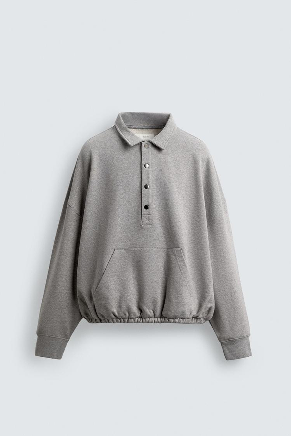 ZARA ТОЛСТОВКА-ПОЛО СВОБОДНОГО КРОЯ, СЕРЫЙ МЕЛАНЖ