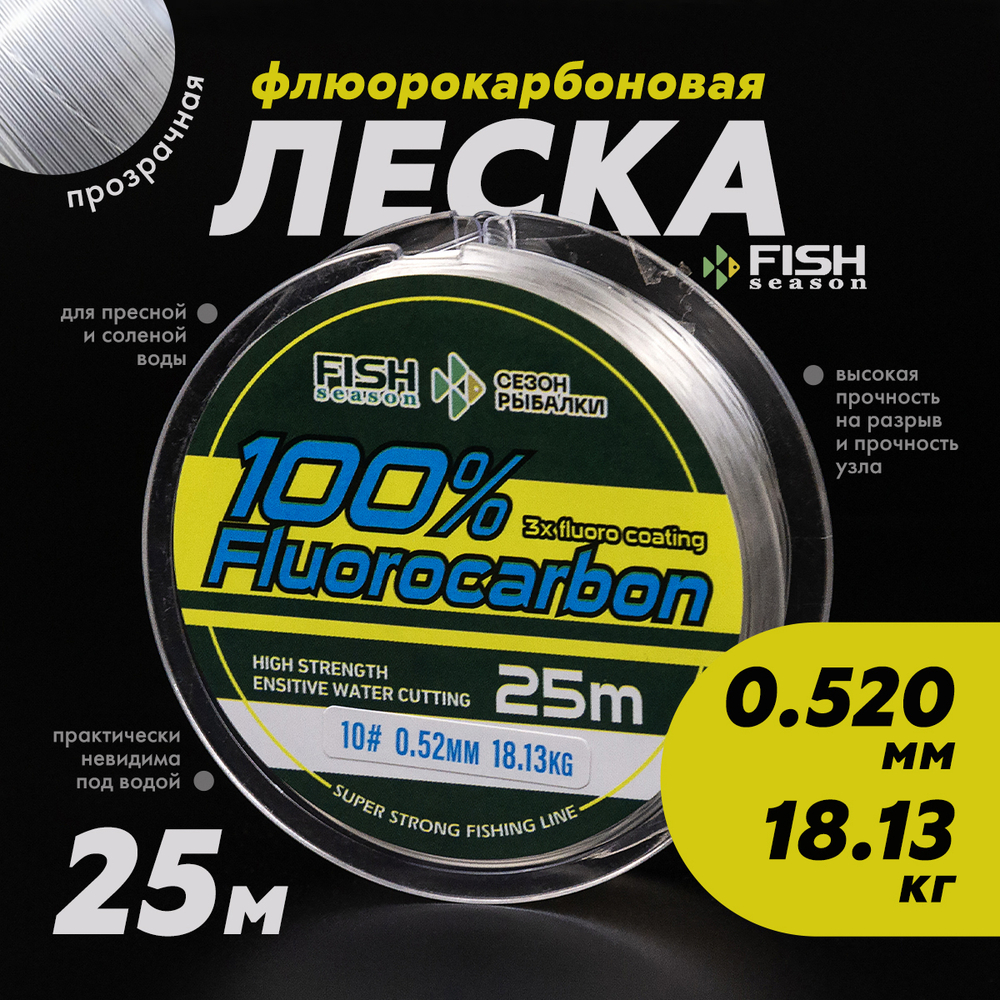 Леска Fish Season 100% Fluorocarbon 25м (прозрачная)