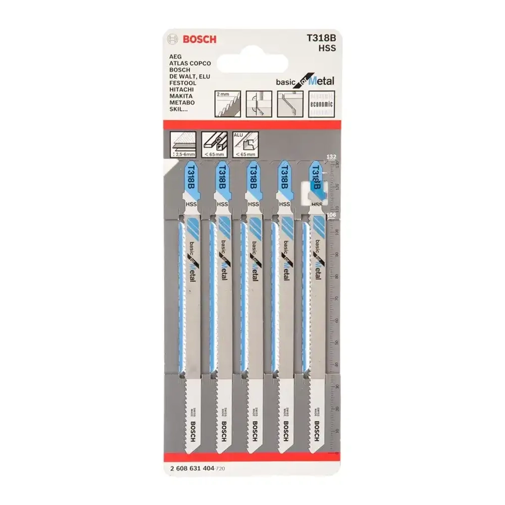 Пилки для лобзика по металлу T 318 В, HSS BOSCH 2608631404