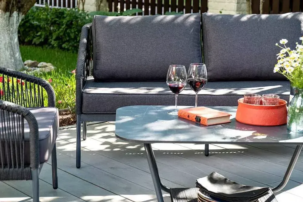 "Канны" лаунж-зона 4-местная плетеная из роупа (веревки), цвет темно-серый