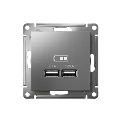 Розетка USB AtlasDesign тип A+A 5В 1х2.1А 2х1.05А механизм сталь SE ATN000933