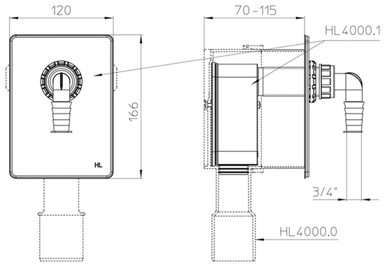 Сифон для одной стиральной машины HL 4000.1, сменный блок (кассета) для HL 4000.0, один выход
