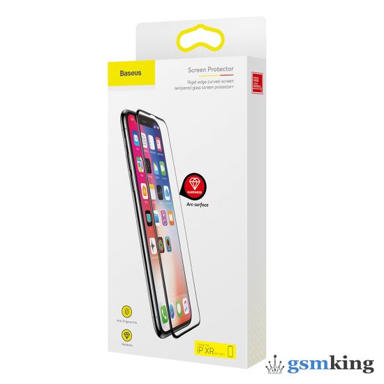 Baseus 0.23mm curved-screen tempered glass screen protector with crack-resistant edges for iPhone XR/11 Black SGAPIPH61-PE01