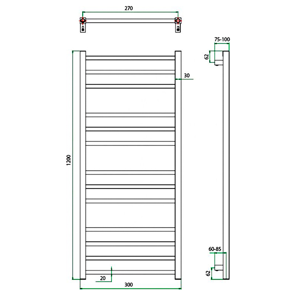 Полотенцесушитель ГРОТА ESTRO 30/120
