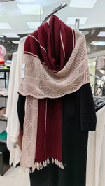 Палантин шерстяной ПШ18050-08/16 бежевый/бордо