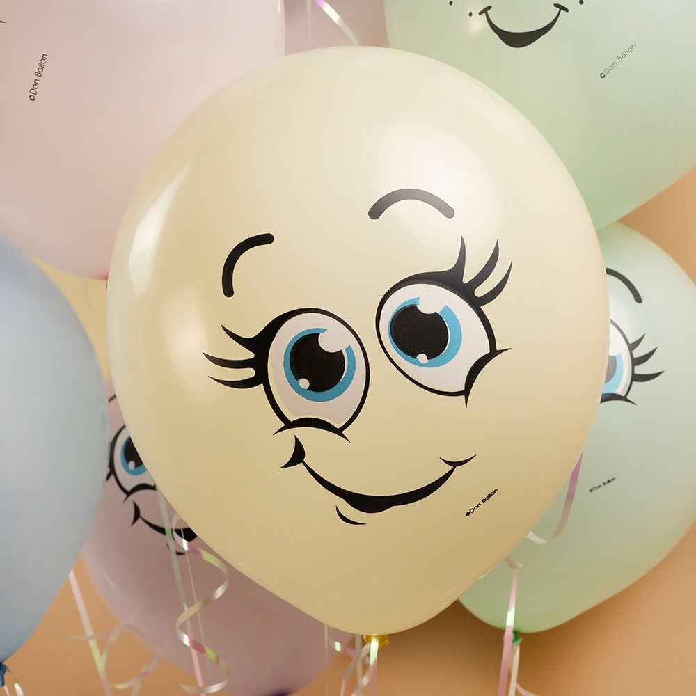 Шар (12''/30 см) Веселые смайлы, Ассорти, макарунс, 1 ст, 25 шт.