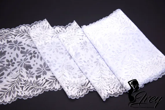 03-205 Кружево эластичное 22 см, лавандово-голубой /белый