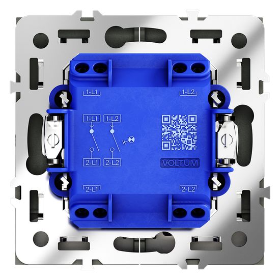 Выключатель встраиваемый VOLTUM S70 двухклавишный с подсветкой 10А, (титан)