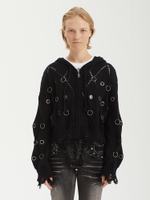 Женская Толстовка Wired Black Eyelet Detail Distressed Zip Up