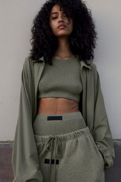 RIBBED CROP KHAKI