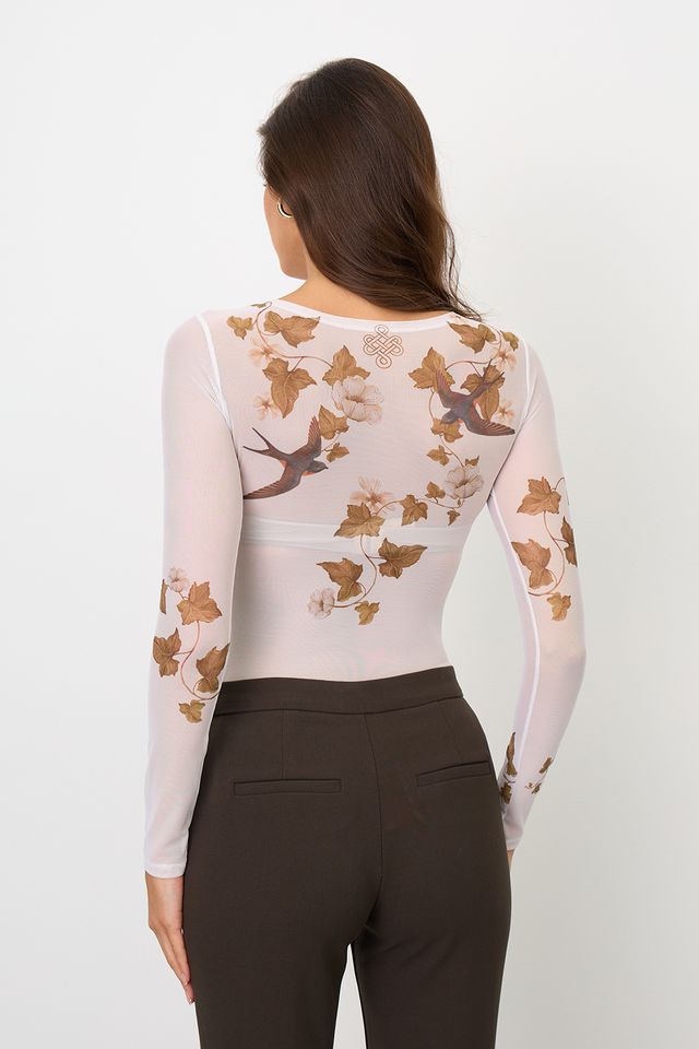 Боди WhiteLuck с тату-принтом