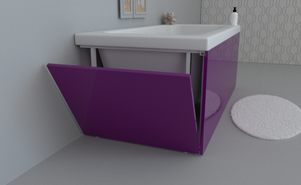Экран для ванны торцевой откидной левый TE-2L-046 фиолетовый глянец