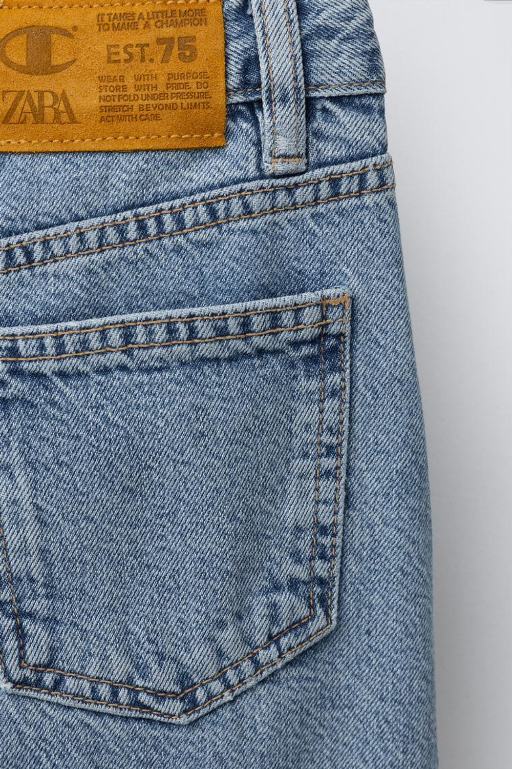 ZARA Х CHAMPION ® ДЖИНСЫ BARREL, СИНИЙ