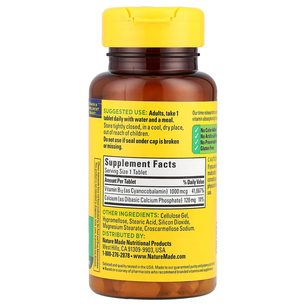 Nature Made, Витамин B12, замедленное высвобождение, 75 таблеток