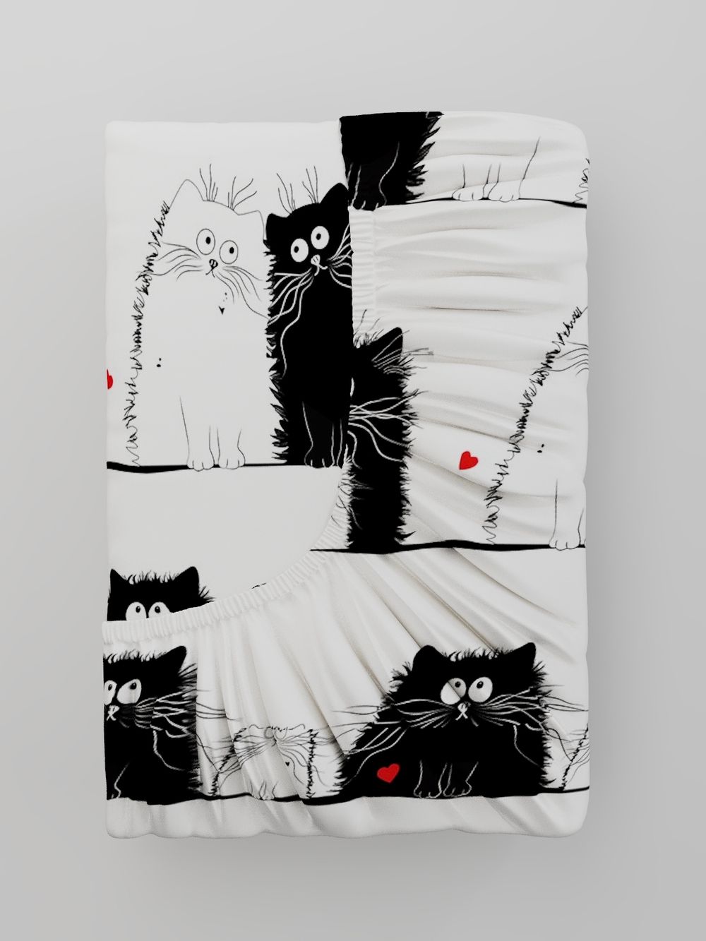 Простынь на резинке перкаль Сказка "Коты" 120x200 см