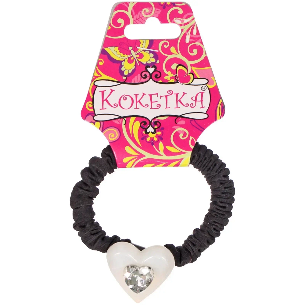 Резинка для волос 1шт «Франка», цвет черный, серце микс, d-5,5см